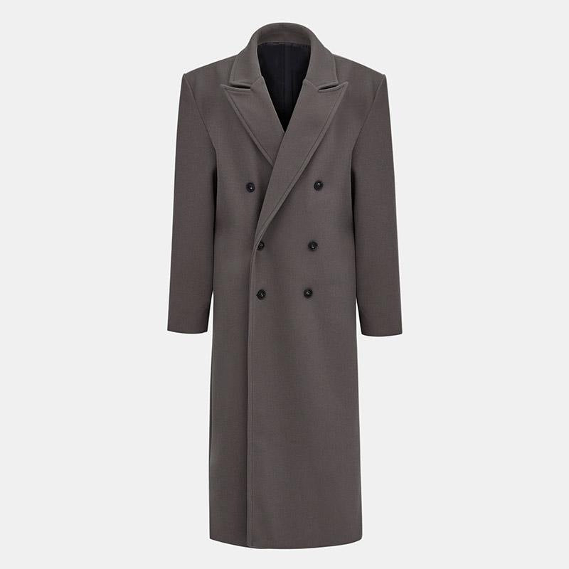 Damen Eleganter Doppelreiher-Wollmantel Drune