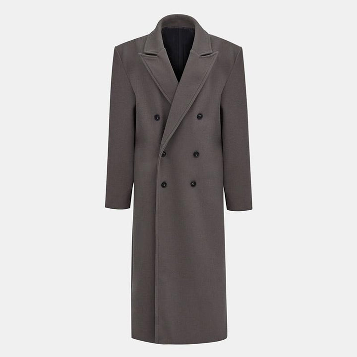 Damen Eleganter Doppelreiher-Wollmantel Drune