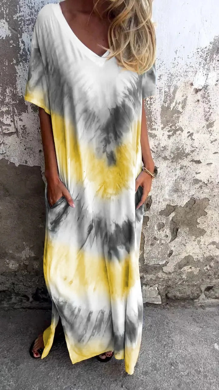 Damen Maxikleid mit lässigem V-Ausschnitt und praktischen Taschen Drune