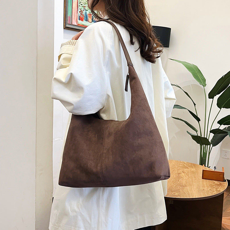 Damen Wildleder-Effekt Slouchy Hobo Tasche Drune