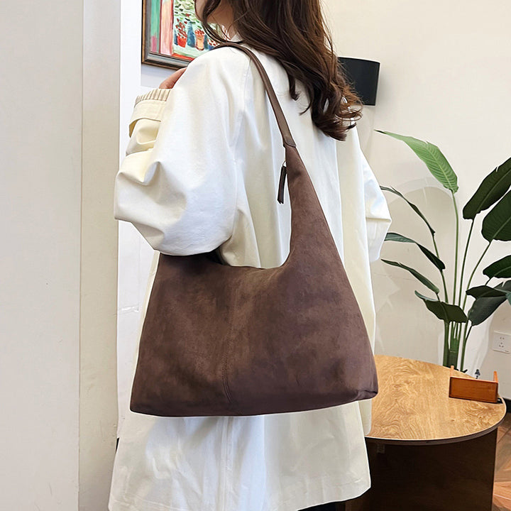 Damen Wildleder-Effekt Slouchy Hobo Tasche Drune