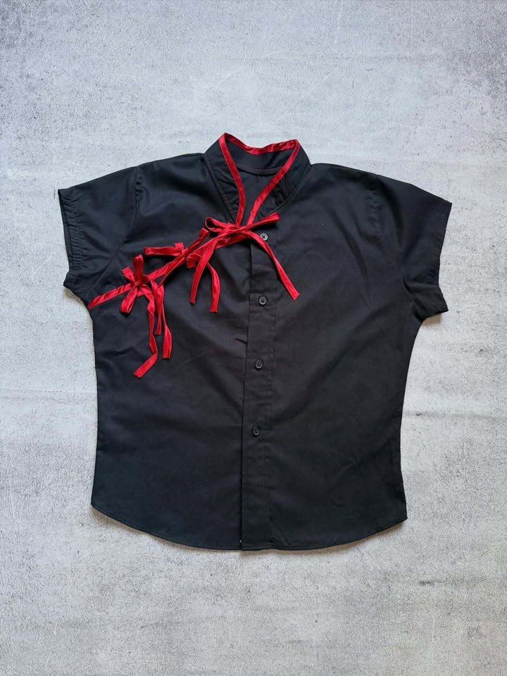Damen Urbanes Karo-Top mit raffinierten Rüschendetails Drune