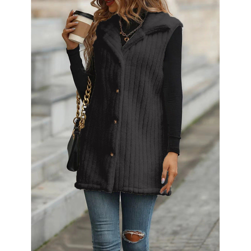 Damen Elegante und kuschelige Teddyjacke mit Knopfleiste Drune
