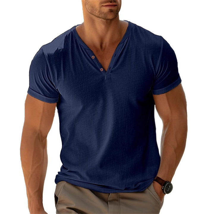 Herren lässiges Henley-T-Shirt mit Knopfleiste und atmungsaktivem Stoff Drune