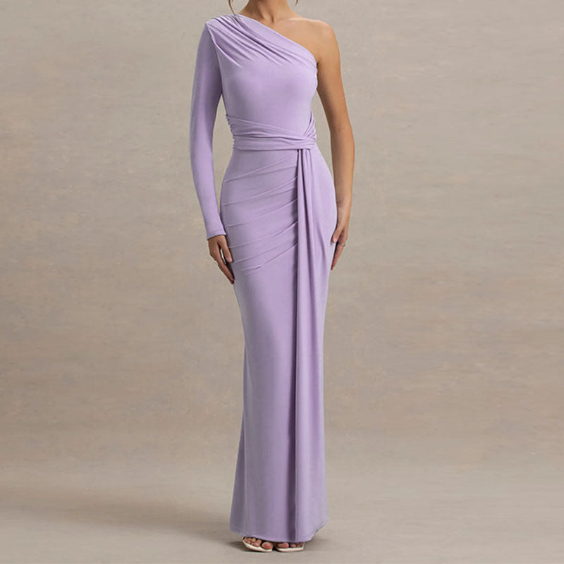Damen Elegantes schulterfreies Maxikleid mit geschwungenem Rüschendesign Drune