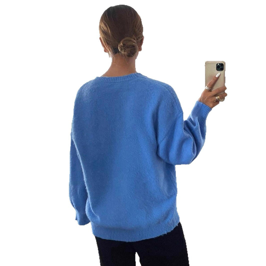 Damen Pullover mit weitem Schnitt aus feinem Strickmaterial Drune