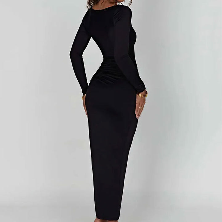 Damen Kleid mit raffiniertem Drapierungseffekt und sexy Schlitz Drune
