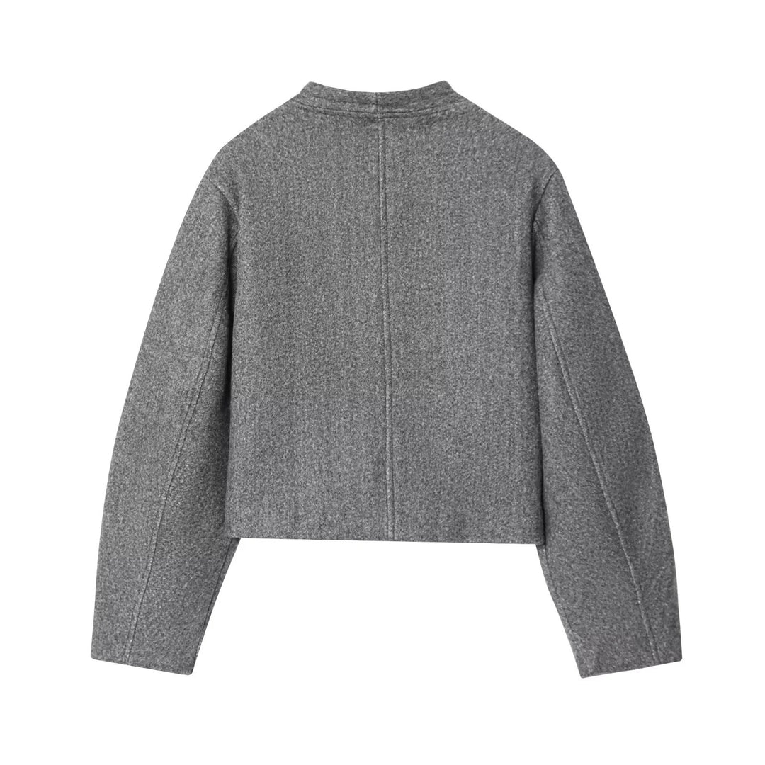 Damen elegante Strickjacke mit strukturiertem Gewebe und glänzenden Knöpfen Drune