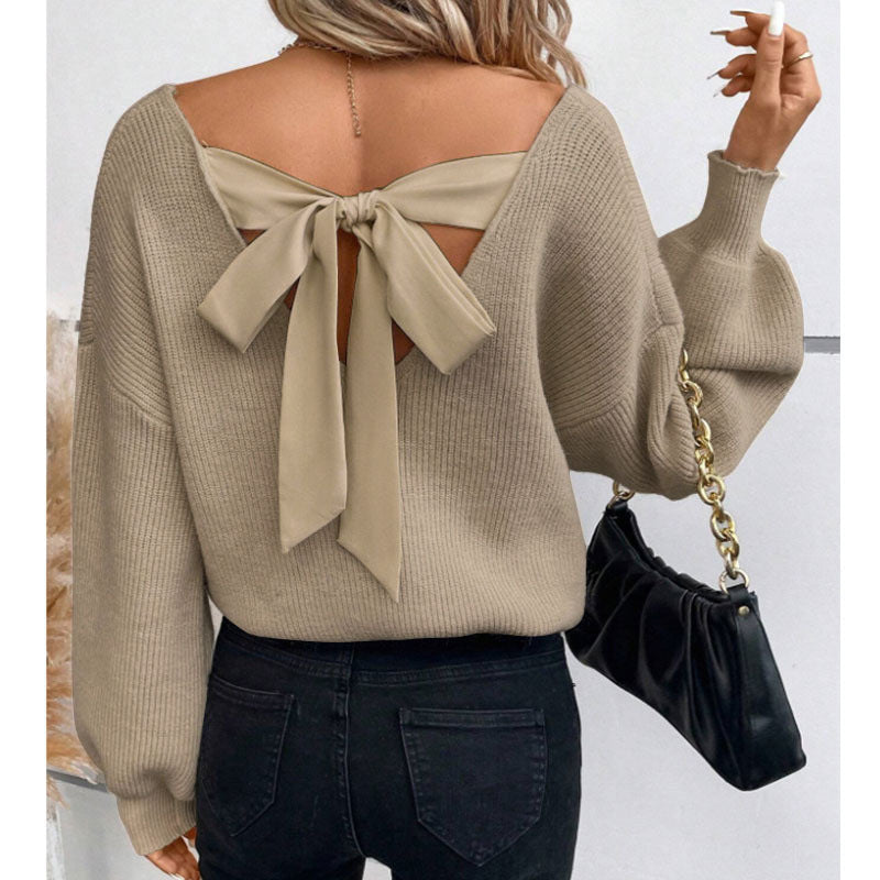 Damen Pullover mit eleganter Schleifen-Ausschnittgestaltung Drune