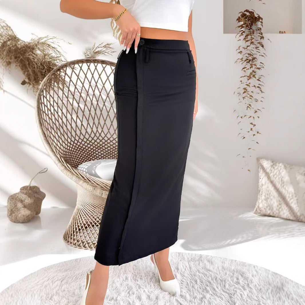 Damen Maxirock mit hohem Schlitz und nahtlosen Taschen Drune