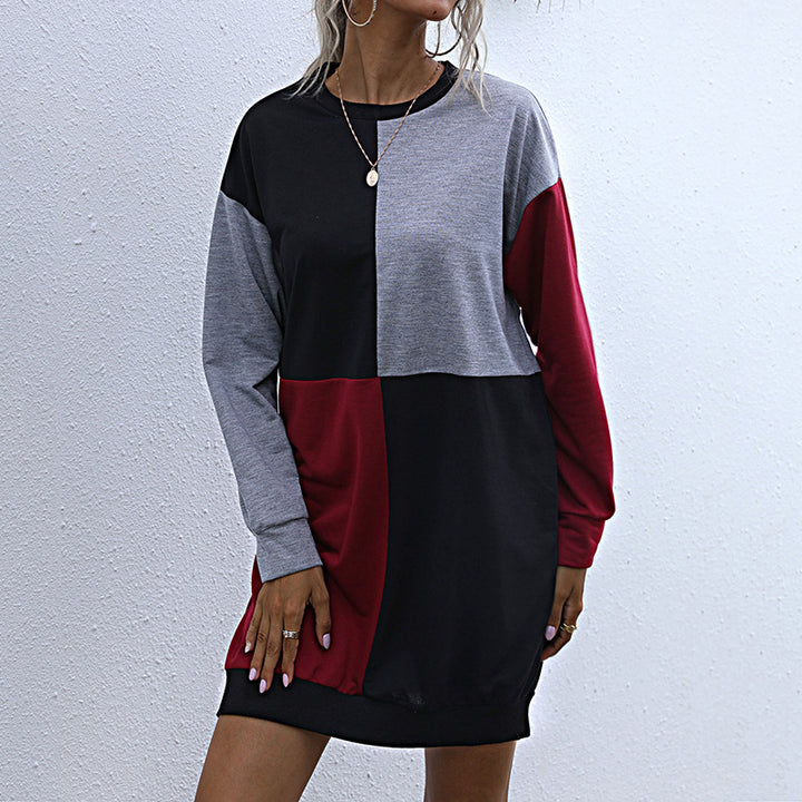 Damen lässiges Oversized Kleid mit Farbblockdesign Drune