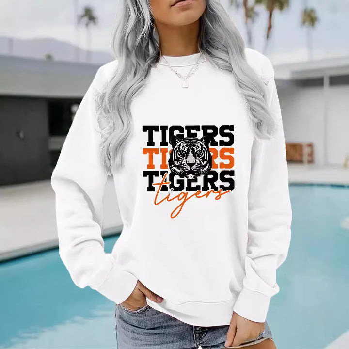 Damen Sweatshirt mit animalistischem Tiger-Design und lässigem Schnitt Drune