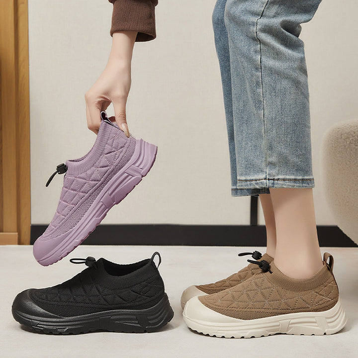 Damen nan gesteppter Slip-On Winterhalbschuh mit Quick-Lock Kordelzug, elastischem Schaft und rutschfester Profillaufsohle Drune