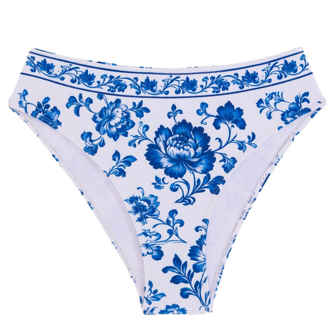 Damen Triangel-Bikini mit floralem Muster und hochgeschnittenem Slip Drune