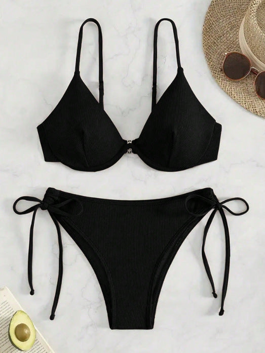 Damen Triangel-Bikini mit verstellbaren Trägern und Seitenschnürungen Drune