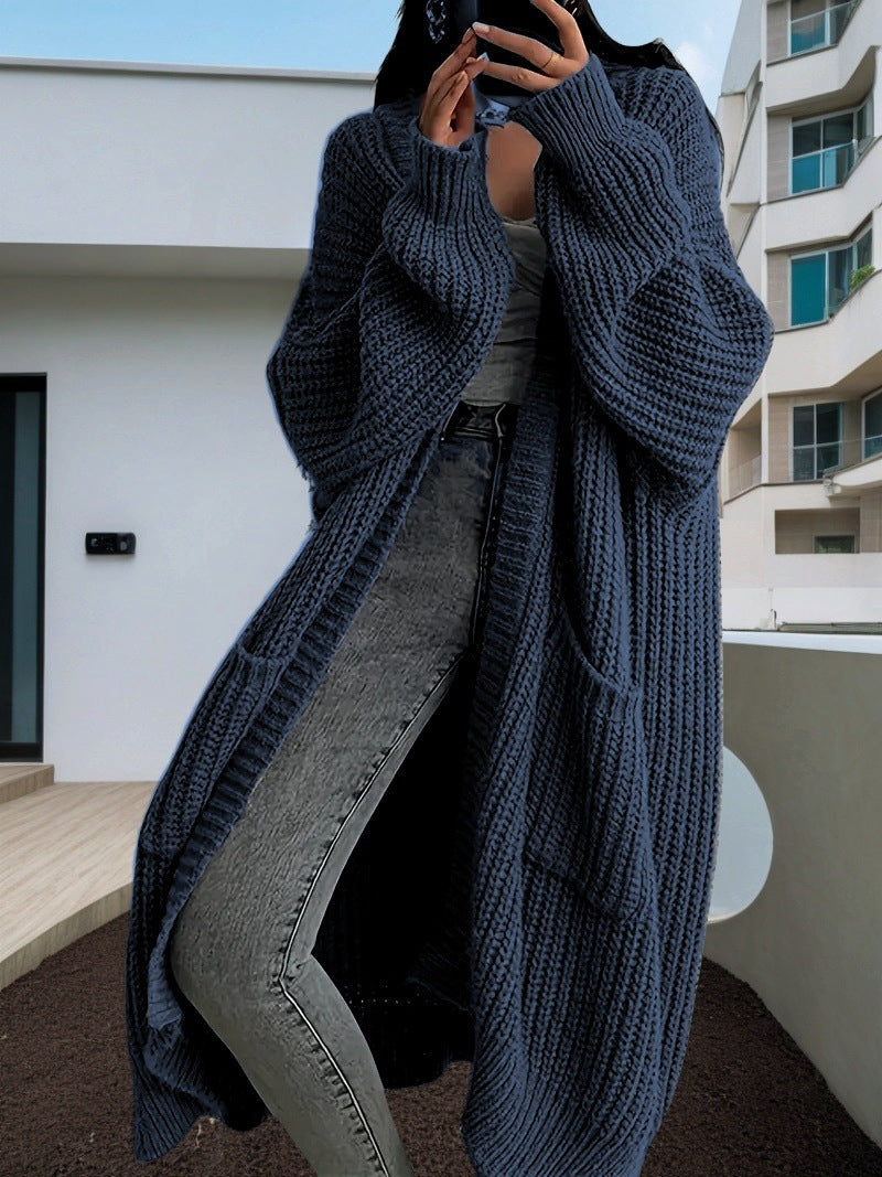 Damen Grobstrickjacke mit offener Front und praktischen Taschen Drune