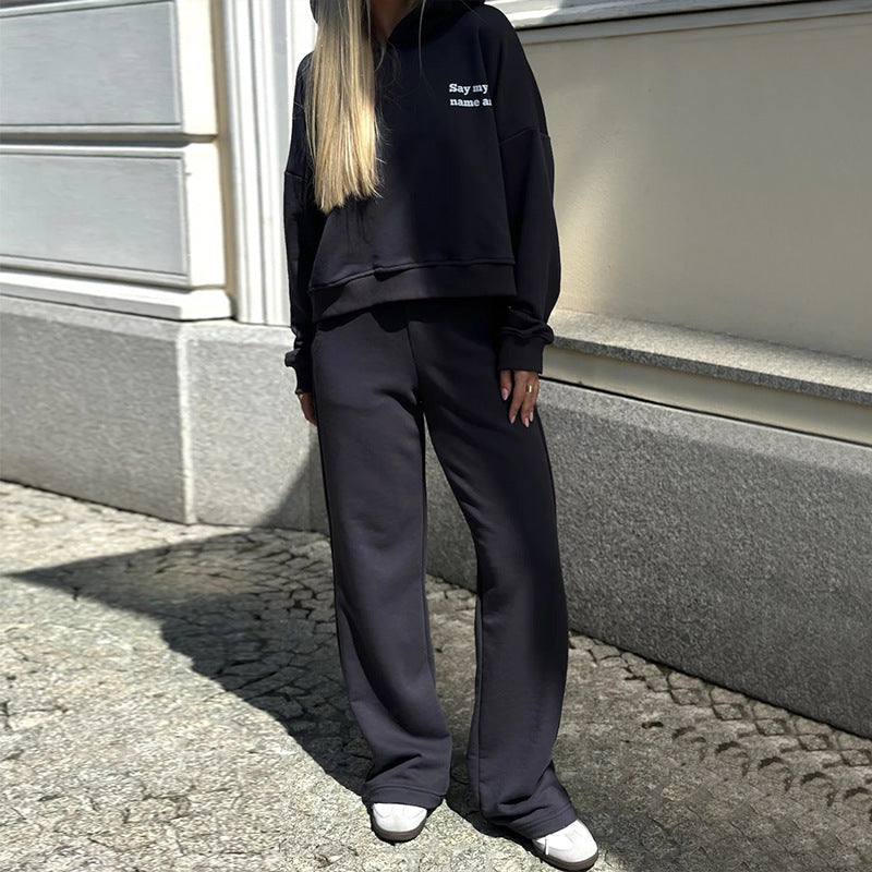 Damen lässiger Hoodie und weit geschnittene Jogginghose Drune