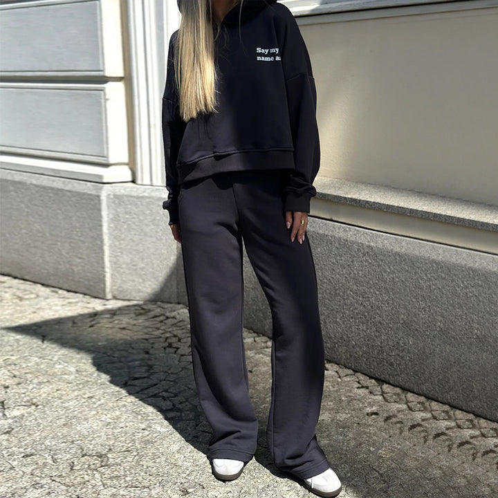 Damen lässiger Hoodie und weit geschnittene Jogginghose Drune