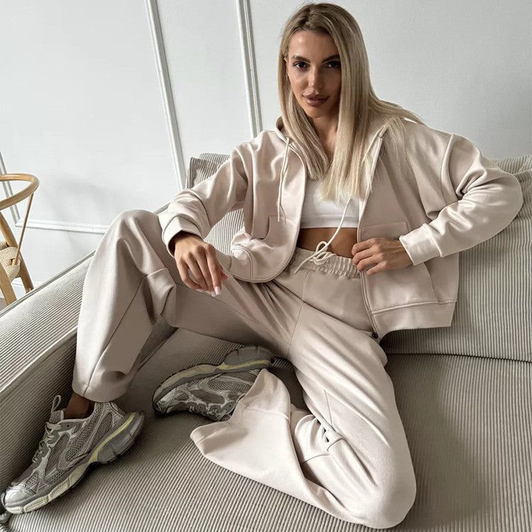 Damen bequemer und eleganter Hoodie mit weiten Hosen Drune