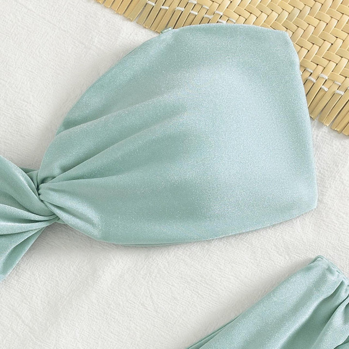 Damen Bandeau-Bikini mit modischem Knotendesign und figurformendem Unterteil Drune