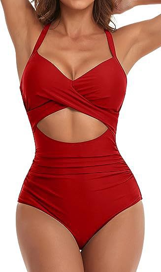 Damen Cut-Out Badeanzug mit Kreuzgurt Drune