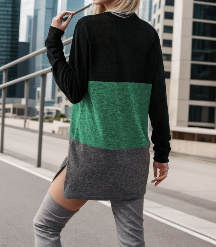 Damen Lässiges Langarmshirt mit Farbblockdesign und weichem Material Drune