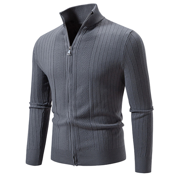 Herren stylische Strickjacke mit hohem Stehkragen und modischem Reißverschluss Drune