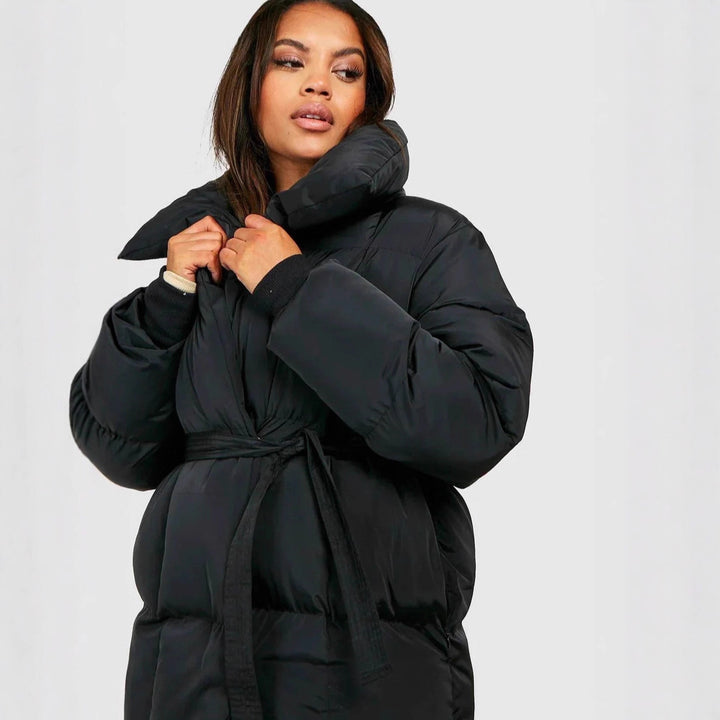 Drune | Gepolsterte Damen Pufferjacke mit Gürtel und Hochkragen