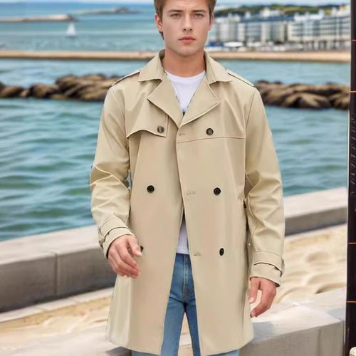 Herren modischer Trenchcoat mit praktischen Seitentaschen und abnehmbarem Innenfutter Drune
