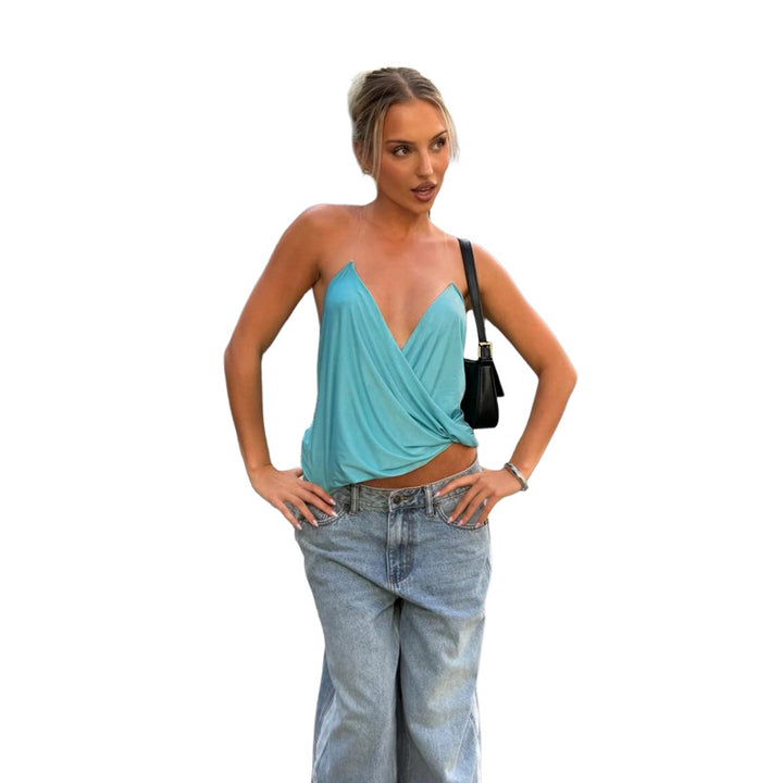 Damen Wickeltop Drune