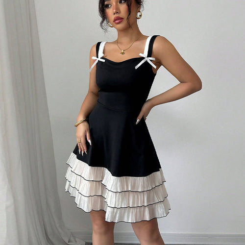 Damen Sommerkleid mit Rüschen und dekorativen Trägern Drune