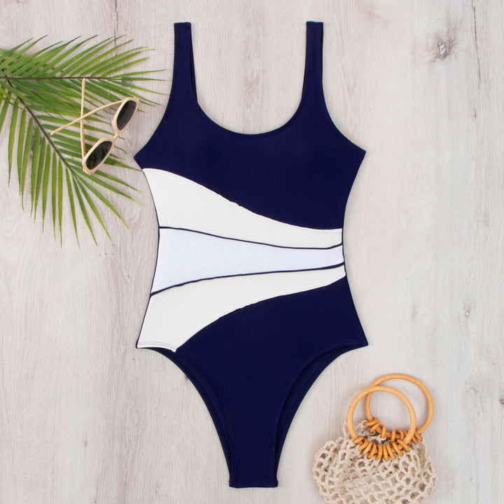 Damen Einteiler Badeanzug mit elegantem Farbverlauf und modischen Trägerdetails Drune
