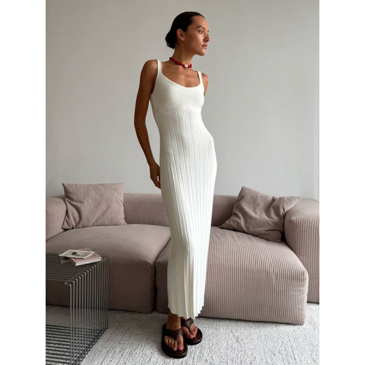 Damen Elegantes gestricktes Maxikleid mit schmalem Schnitt Drune