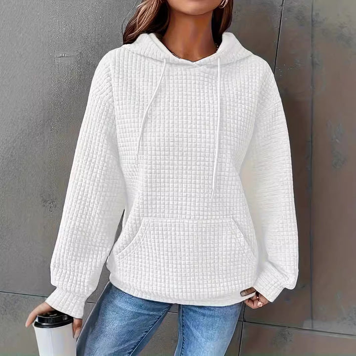 Damen Kapuzenpullover im strukturierten Waffelmuster mit seitlichen Eingrifftaschen Drune