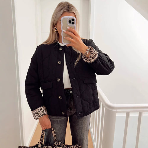 Damen gesteppte Übergangsjacke mit praktischen Knopfdetails und modischen Taschen Drune