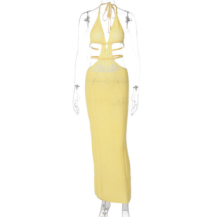 Damen Strick-Tankkleid mit cut-out Details und länglichem Schnitt Drune