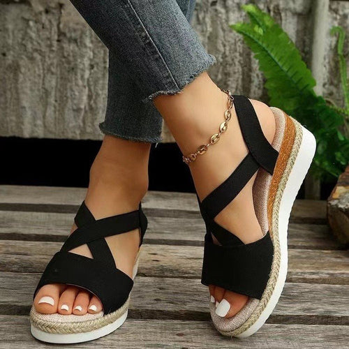 Damen Wedge-Sandalen mit geflochtenem Riemedesign Drune
