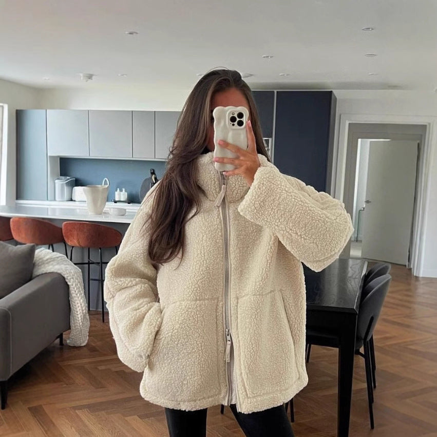 Femme Cozy Sherpa Zip-Up Jacke Drune
