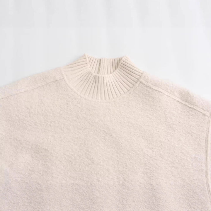 Damen Grobstrickpullover mit hohem Kragen Drune