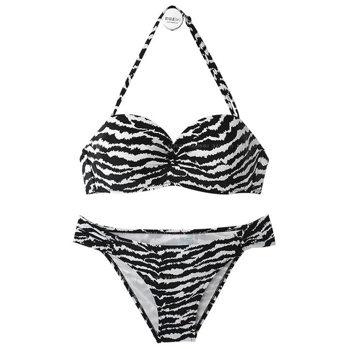 Damen Bikini-Set mit stilvollem Zebra-Print und gepolstertem Oberteil Drune