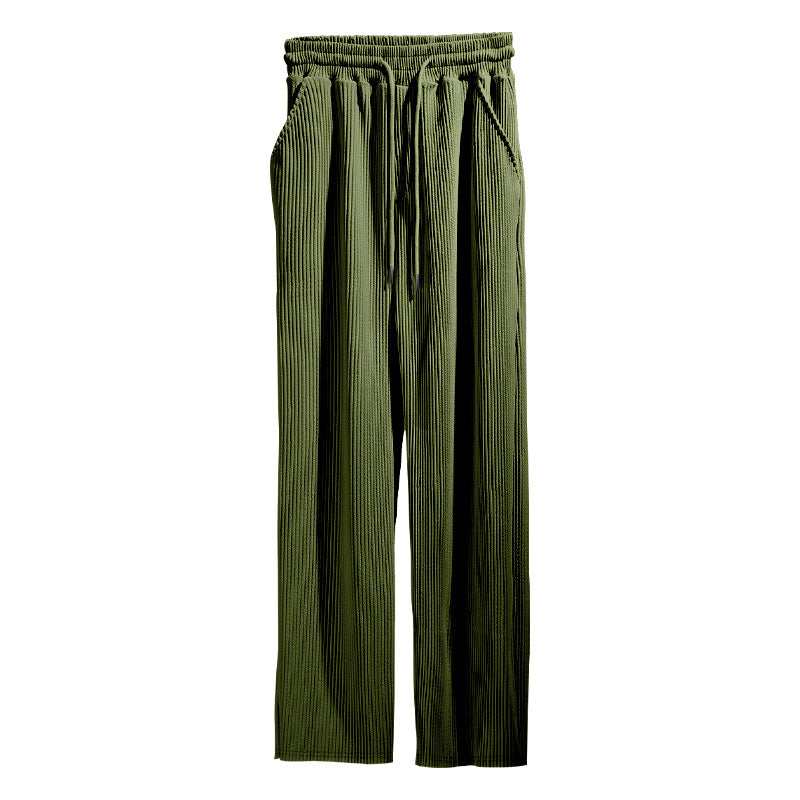 Drune | Dropping Gestreifte Hose mit hoher Taille und weitem Bein