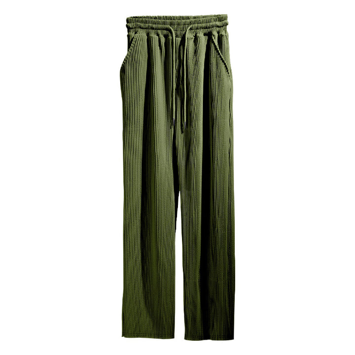 Drune | Dropping Gestreifte Hose mit hoher Taille und weitem Bein