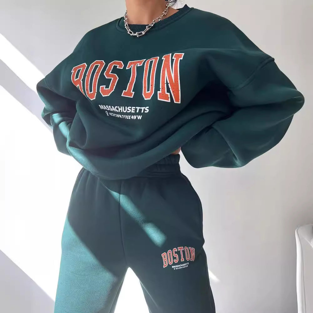 Damen lässiger Sweatshirt und Jogginghosen Set Drune