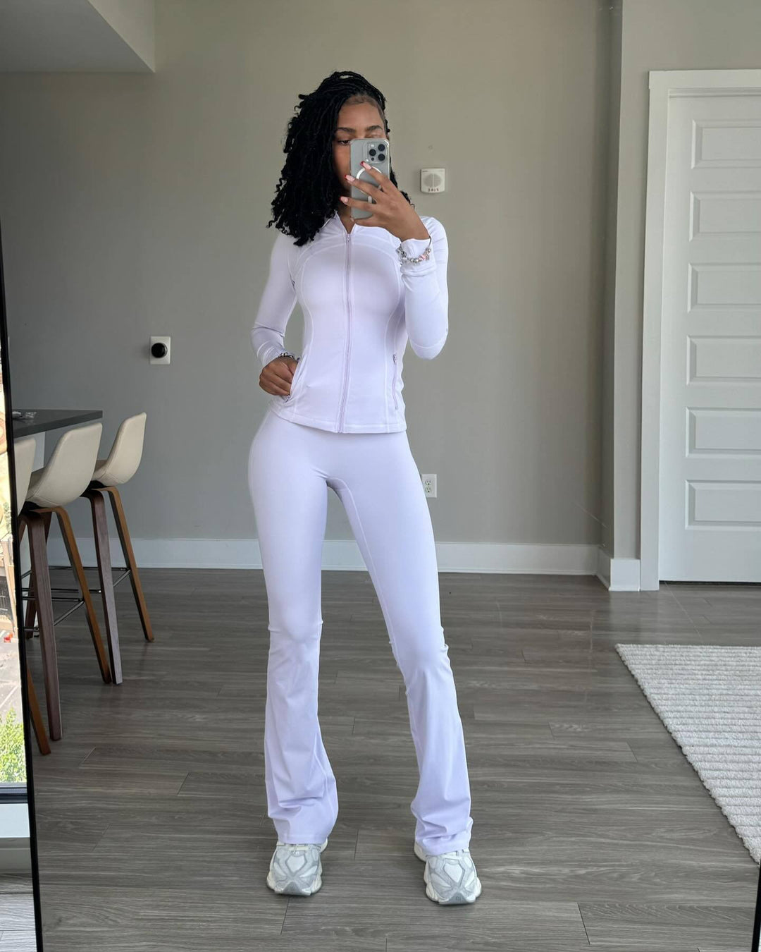 Damen Sportliches Freizeit-Loungewear-Set mit enganliegendem Langarmoberteil und hoher Taille Drune