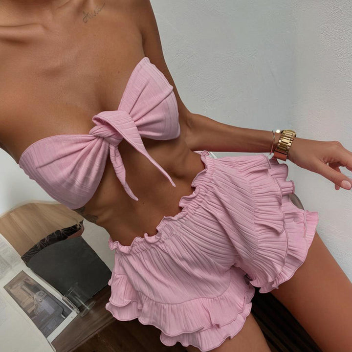 Damen Bustier-Badeanzug mit voluminösem Rüschenschnitt Drune