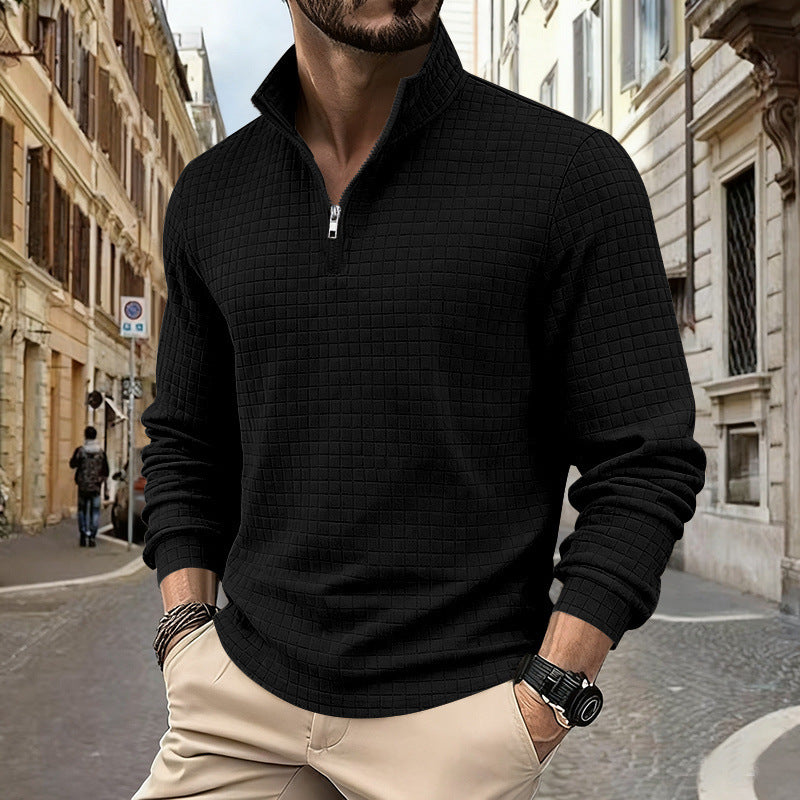 Herren sportlicher Pullover mit Halbreißverschluss und strukturierter Oberfläche Drune