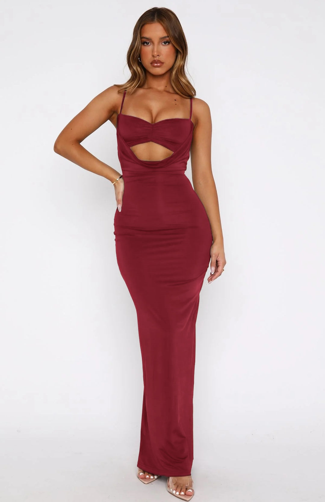Damen Elegantes Cut-Out Maxikleid Drune