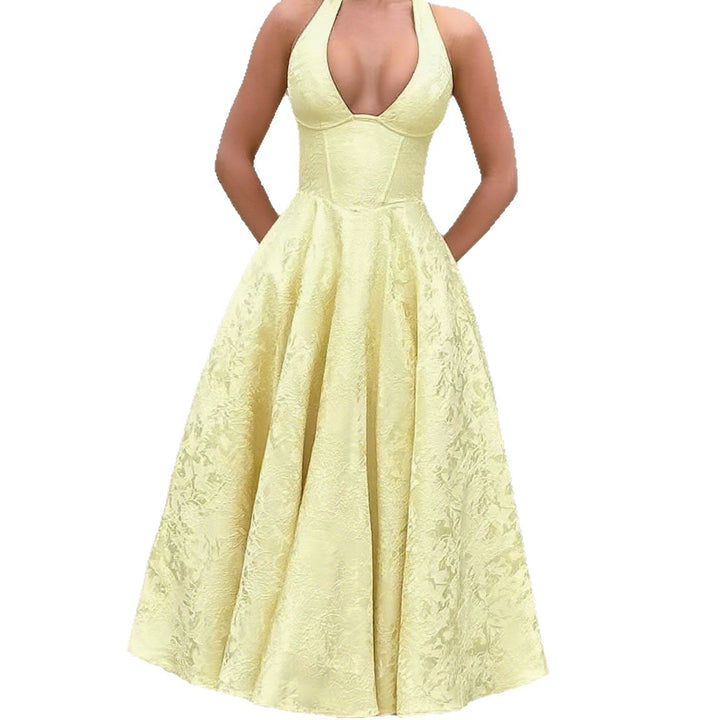 Damen Elegantes Hochzeitskleid mit schwingendem Rock und tiefem V-Ausschnitt Drune