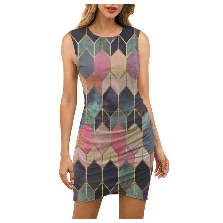 Damen Wickelkleid mit floralem Mandala-Design und taillierter Passform Drune