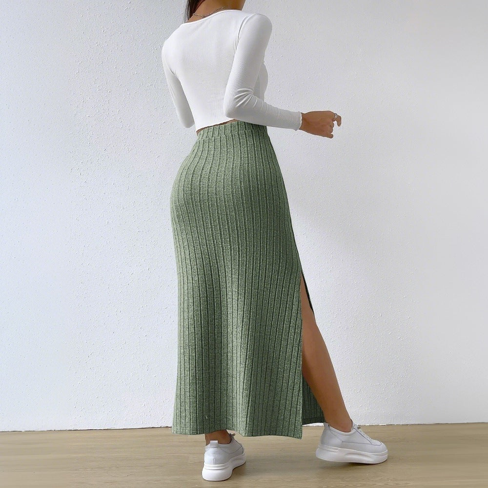 Damen Maxirock mit elegantem Rippendesign und seitlichem Schlitz Drune
